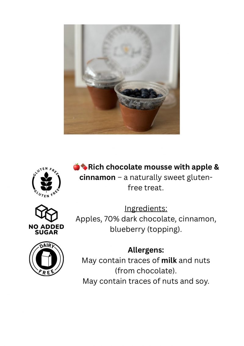 Rich chocolate mousse with apple & cinnamon and blueberry - Image 2