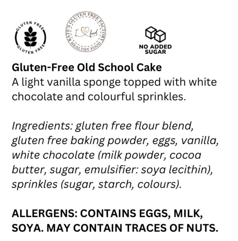 Gluten-Free Old School Cake – Vanilla Sponge with White Chocolate & Sprinkles - Image 5