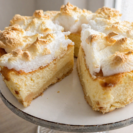 Cheesecake with meringue topping