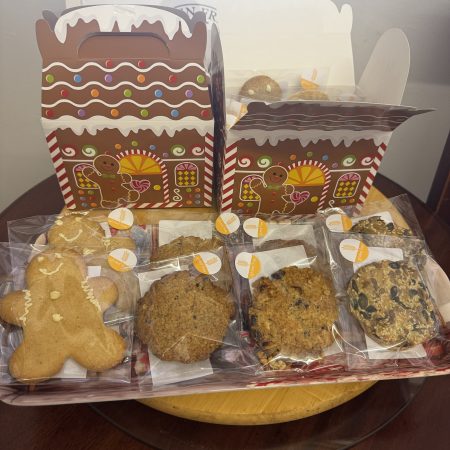 Limited Edition Gluten Free Christmas Cookie Gift Box – 8 Cookies, 4 Flavours (Gingerbread, Oat, Seed, Cranberry) in Gingerbread House Box