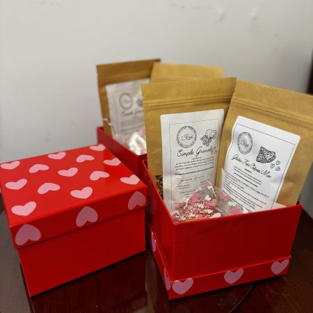 Valentine’s Treat Box – Special Edition | Gluten-Free Gift Box | Granola + Crêpes Mix + Gingerbread Heart |